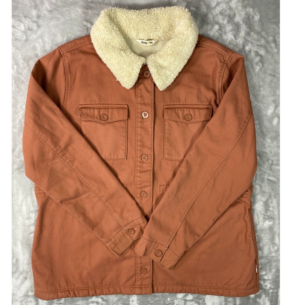 Hang Ten Sherpa Lined Western Utility Chore Jacket Coat Women 2XL Brown Mountain